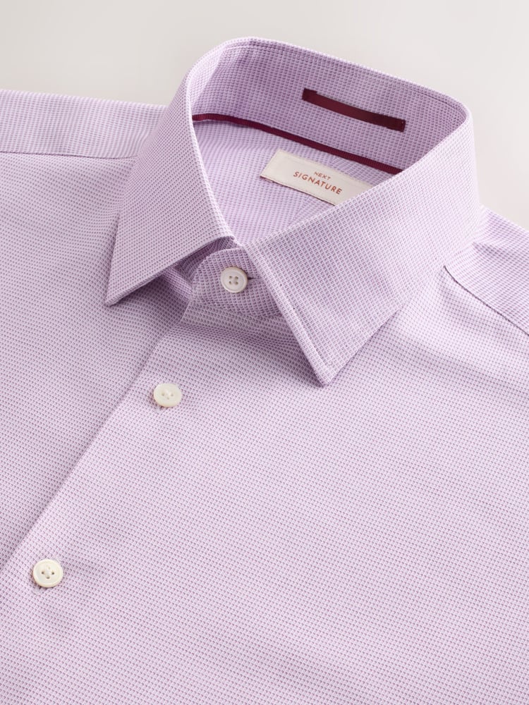 Mauve Pink Slim Fit Signature 100% Cotton with Textured Smart Shirt - Image 2 of 3
