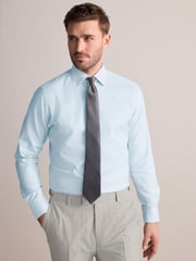 Green Slim Fit Signature 100% Cotton with Textured Smart Shirt - Image 1 of 9