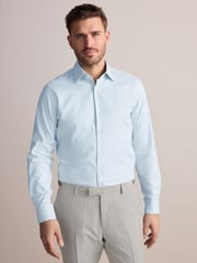 Green Slim Fit Signature 100% Cotton with Textured Smart Shirt - Image 5 of 9