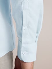 Green Slim Fit Signature 100% Cotton with Textured Smart Shirt - Image 6 of 9