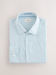 Green Slim Fit Signature 100% Cotton with Textured Smart Shirt - Image 7 of 9