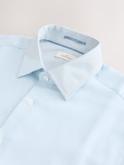 Green Slim Fit Signature 100% Cotton with Textured Smart Shirt - Image 8 of 9