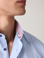 Blue Regular Fit Easy Care Textured Trimmed Shirt - Image 5 of 9
