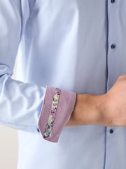 Blue Regular Fit Easy Care Textured Trimmed Shirt - Image 6 of 9