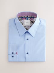 Blue Regular Fit Easy Care Textured Trimmed Shirt - Image 7 of 9