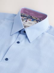 Blue Regular Fit Easy Care Textured Trimmed Shirt - Image 8 of 9