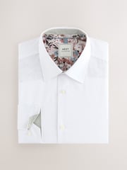 White Slim Fit Easy Care Textured Trimmed Shirt - Image 1 of 3