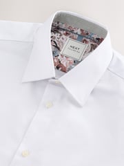 White Slim Fit Easy Care Textured Trimmed Shirt - Image 2 of 3