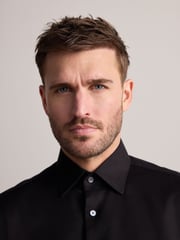 Black Slim Fit Signature Premium 100% Cotton Textured Smart Shirt - Image 3 of 8
