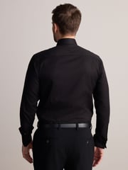 Black Slim Fit Signature Premium 100% Cotton Textured Smart Shirt - Image 4 of 8