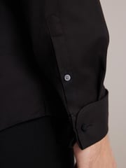 Black Slim Fit Signature Premium 100% Cotton Textured Smart Shirt - Image 5 of 8