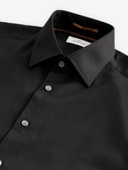 Black Slim Fit Signature Premium 100% Cotton Textured Smart Shirt - Image 7 of 8