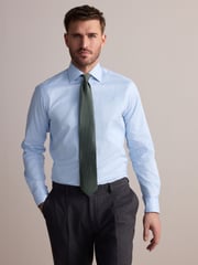 Blue Slim Fit Signature 100% Cotton with Textured Smart Shirt - Image 2 of 8