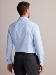 Blue Slim Fit Signature 100% Cotton with Textured Smart Shirt - Image 4 of 8