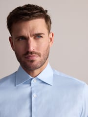 Blue Slim Fit Signature 100% Cotton with Textured Smart Shirt - Image 5 of 8