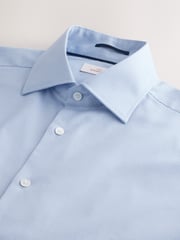 Blue Slim Fit Signature 100% Cotton with Textured Smart Shirt - Image 7 of 8