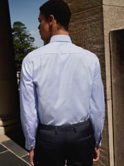 Blue Regular Fit Signature 100% Cotton with Textured Smart Shirt - Image 3 of 7