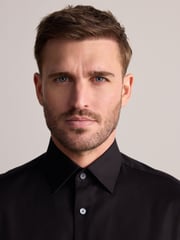 Black Slim Fit Signature 100% Cotton with Textured Smart Shirt - Image 4 of 8