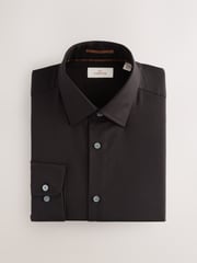 Black Slim Fit Signature 100% Cotton with Textured Smart Shirt - Image 6 of 8