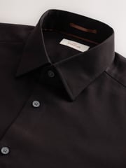 Black Slim Fit Signature 100% Cotton with Textured Smart Shirt - Image 7 of 8