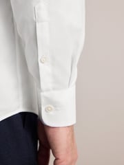 White Regular Fit Signature 100% Cotton with Textured Smart Shirt - Image 3 of 6