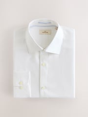 White Regular Fit Signature 100% Cotton with Textured Smart Shirt - Image 4 of 6