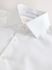 White Regular Fit Signature 100% Cotton with Textured Smart Shirt - Image 5 of 6