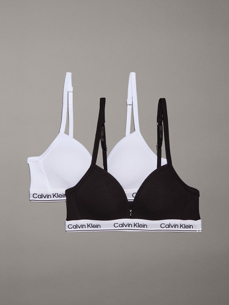 Calvin Klein Black Modern Cotton Triangle Bra 2 Pack - Image 1 of 7