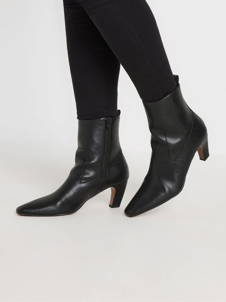 Long Tall Sally Black Mid Heel Ankle Boots - Image 5 of 5