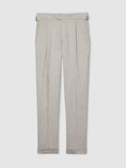 Reiss Grey Melange Gallo Atelier Tapered Wool Suit Trousers - Image 2 of 7