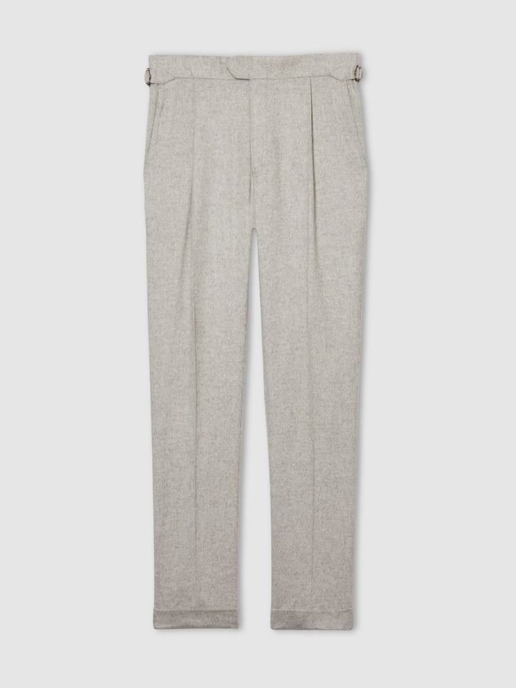 Reiss Grey Melange Gallo Atelier Tapered Wool Suit Trousers - Image 2 of 7