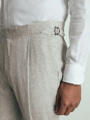 Reiss Grey Melange Gallo Atelier Tapered Wool Suit Trousers - Image 5 of 7