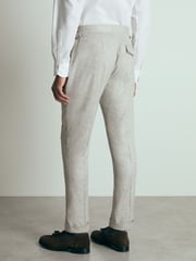 Reiss Grey Melange Gallo Atelier Tapered Wool Suit Trousers - Image 6 of 7
