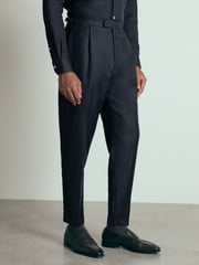 Reiss Navy Gallo Atelier Tapered Wool Suit Trousers - Image 3 of 6