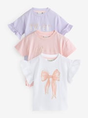 Baker by Ted Baker Frill Detail 100% Cotton T-Shirts 3 Pack - Image 1 of 7