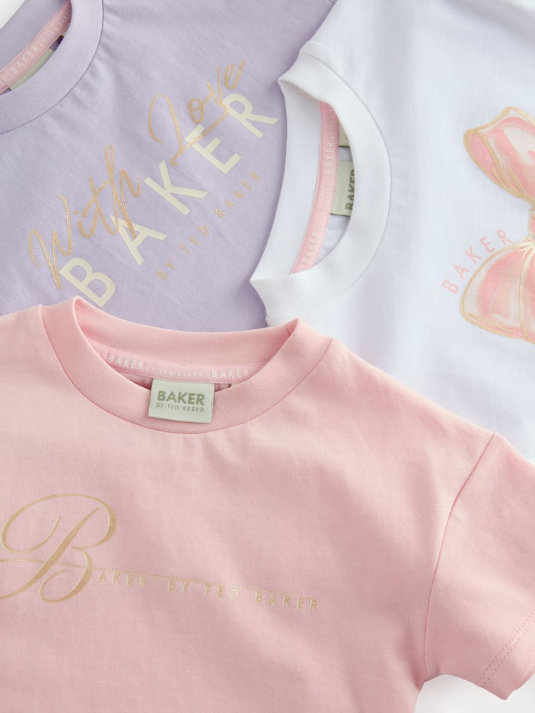 Baker by Ted Baker Frill Detail 100% Cotton T-Shirts 3 Pack - Image 7 of 7