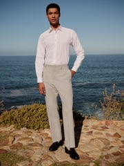 White 100% Cotton Long Sleeve Perforated Stripe Shirt - Image 2 of 8