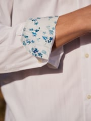 White 100% Cotton Long Sleeve Perforated Stripe Shirt - Image 5 of 8