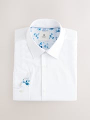 White 100% Cotton Long Sleeve Perforated Stripe Shirt - Image 6 of 8