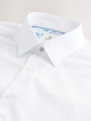White 100% Cotton Long Sleeve Perforated Stripe Shirt - Image 7 of 8