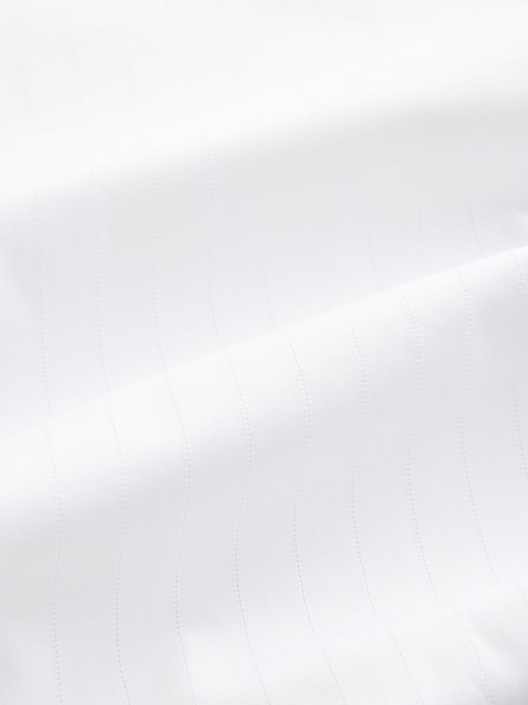 White 100% Cotton Long Sleeve Perforated Stripe Shirt - Image 8 of 8