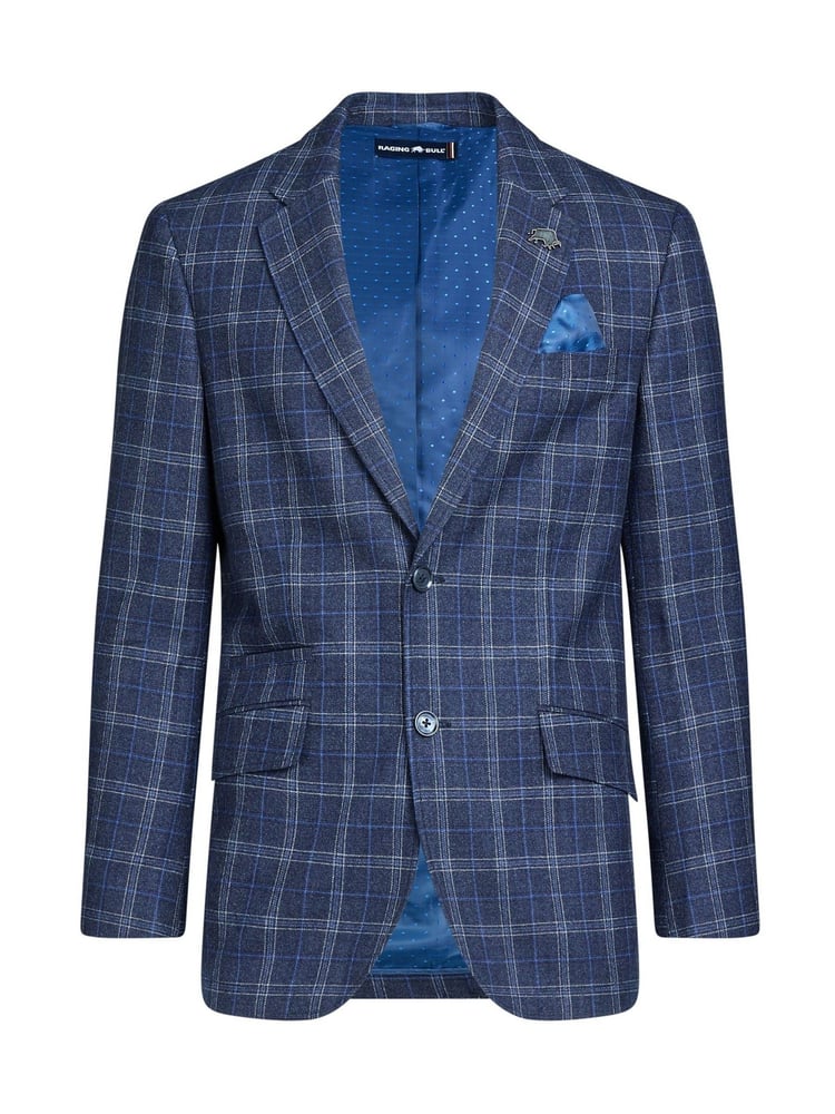 Raging Bull Blue Checked Wool Blazer - Image 7 of 7