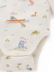 Purebaby Blue Long Sleeve 100% Cotton Bodysuit 2 Pack - Image 3 of 5