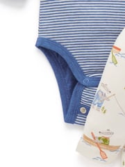 Purebaby Blue Long Sleeve 100% Cotton Bodysuit 2 Pack - Image 4 of 5