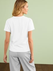 Weiß - Essential Kurzarm-T-Shirt aus reiner Baumwolle mit Rundhalsausschnitt - Bild 3 von 6