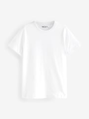 Weiß - Essential Kurzarm-T-Shirt aus reiner Baumwolle mit Rundhalsausschnitt - Bild 5 von 6