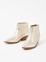 Oliver Bonas Gold Leather Ankle Cowboy Boots - Image 1 of 7