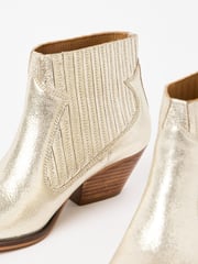 Oliver Bonas Gold Leather Ankle Cowboy Boots - Image 3 of 7