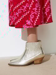 Oliver Bonas Gold Leather Ankle Cowboy Boots - Image 7 of 7