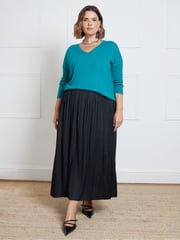 Live Unlimited Black Pleated Midi Skirt - Image 1 of 3
